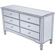 Elegant Decor Contempo 6 Drawer Contemporary Mirrored Dresser in Antique Silver