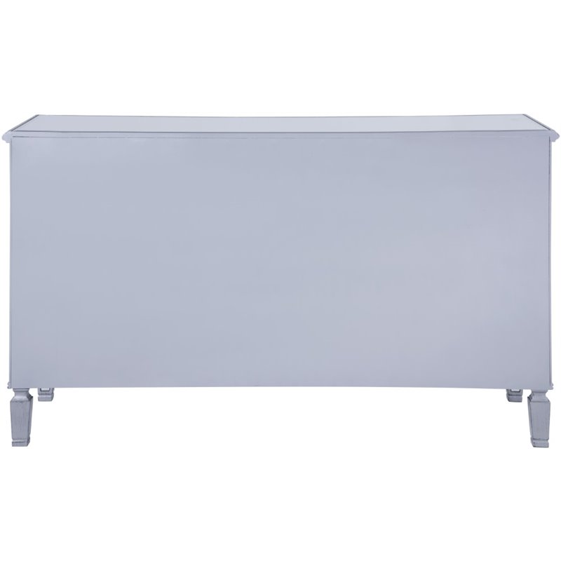 Elegant Decor Contempo 6 Drawer Contemporary Mirrored Dresser in Antique Silver
