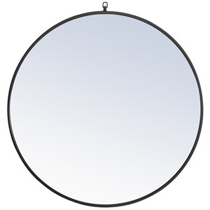 Elegant Decor Rowan 36&quot Round Metal Frame Hooked Mirror in Black