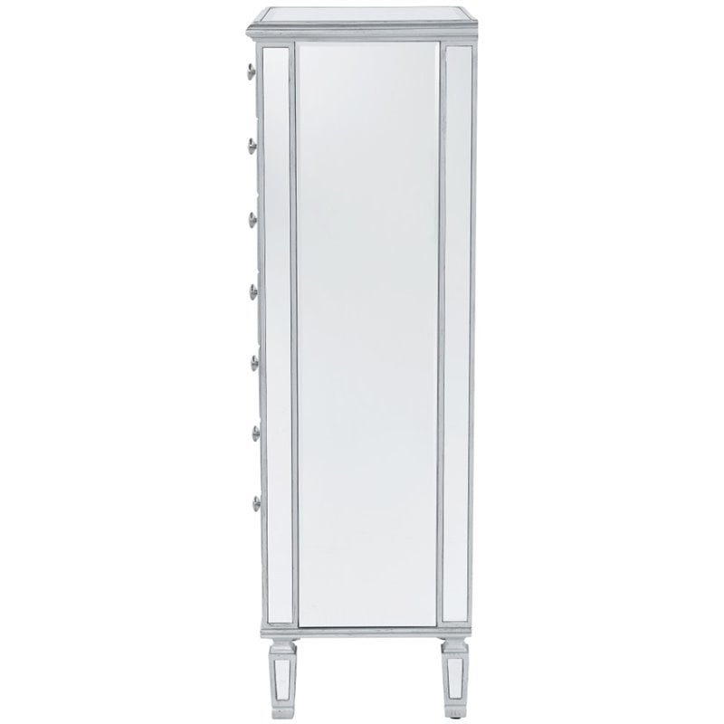 Elegant Decor Reflexion 7 Drawer Mirrored Lingerie Chest in Antique Silver
