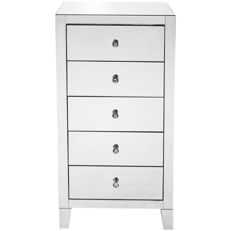 Elegant Decor Contempo 5 Drawer Contemporary Clear MIrrored Chest