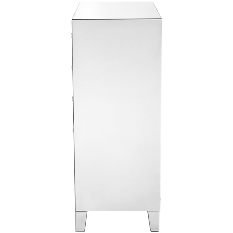 Elegant Decor Contempo 5 Drawer Contemporary Clear MIrrored Chest