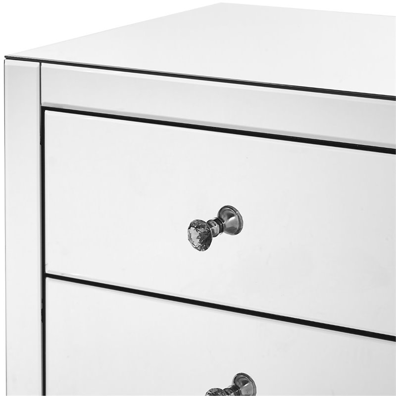 Elegant Decor Contempo 5 Drawer Contemporary Clear MIrrored Chest
