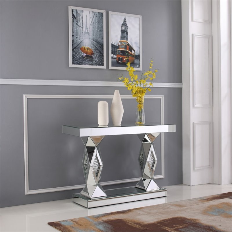 Elegant Decor Modern 47" Clear Royal Cuy Crystal Mirrored Accent