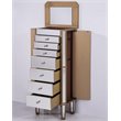 Elegant Decor Contempo 7 Drawer Mirrored Jewelry Armoire in Antique Gold