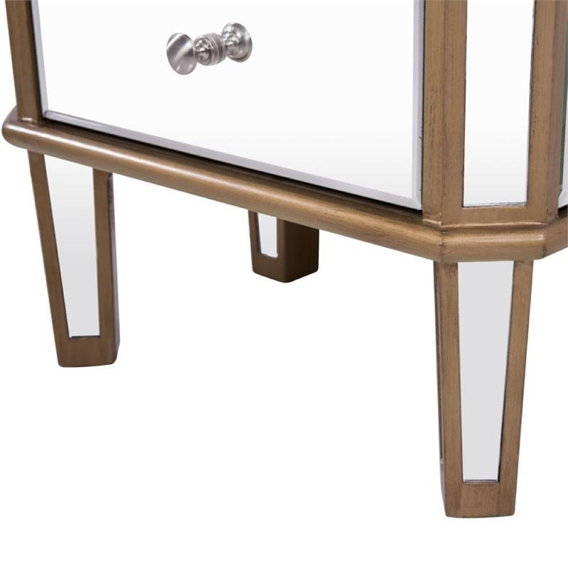 Elegant Decor Contempo 7 Drawer Mirrored Jewelry Armoire in Antique Gold