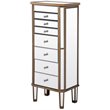 Elegant Decor Contempo 7 Drawer Mirrored Jewelry Armoire in Antique Gold