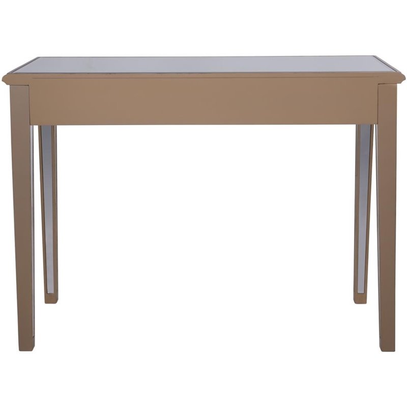 Elegant Decor Contempo 2 Drawer Mirrored Bedroom Vanity Desk in Antique Gold