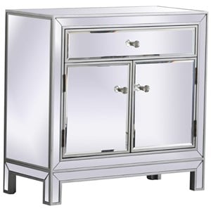 Elegant Decor Modern 2 Door 29&quot Mirrored Accent Cabinet in Antique Silver