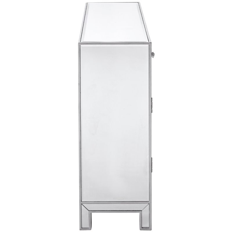 Elegant Decor Reflexion 2 Door Mirrored Nightstand in Antique Silver