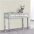 Elegant Decor Reflexion 2 Drawer Mirrored Bedroom Vanity Desk in Antique Silver