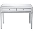 Elegant Decor Reflexion 2 Drawer Mirrored Bedroom Vanity Desk in Antique Silver