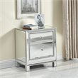 Elegant Decor Reflexion 1 Door Mirrored Nightstand in Antique Silver