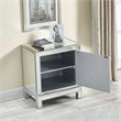 Elegant Decor Reflexion 1 Door Mirrored Nightstand in Antique Silver