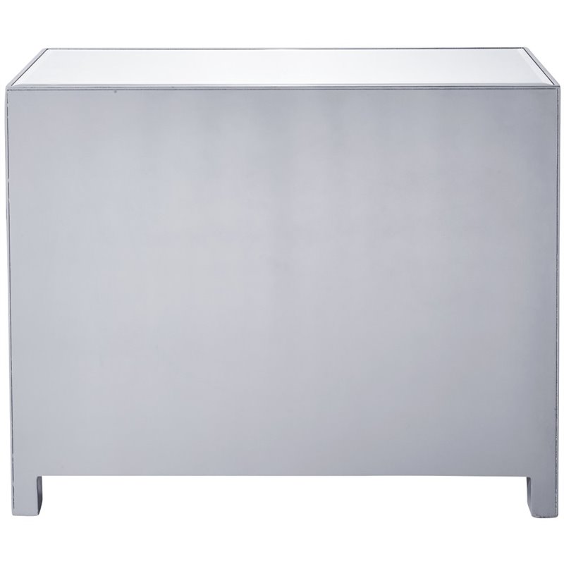 Elegant Decor Reflexion 3 Drawer Mirrored Accent Chest in Antique Silver