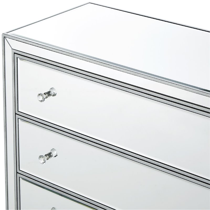 Elegant Decor Reflexion 3 Drawer Mirrored Accent Chest in Antique Silver