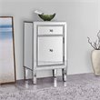 Elegant Decor Reflexion 1 Door Mirrored End Table in Antique Silver