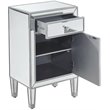 Elegant Decor Reflexion 1 Door Mirrored End Table in Antique Silver