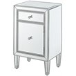 Elegant Decor Reflexion 1 Door Mirrored End Table in Antique Silver