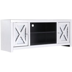 Elegant Decor Modern 2 Door 59&quot Clear Crystal Mirrored TV Stand
