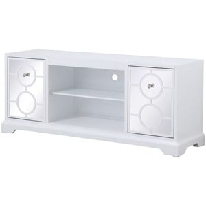 Elegant Decor Modern 60&quot Mirrored Door TV Stand in Hand Painted White