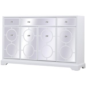 Elegant Decor Modern 4 Door 60&quot Mirrored Panel Sideboard in White