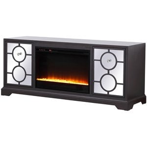 Elegant Decor Modern 60&quot Crystal Fireplace TV Stand in Hand Painted Dark Walnut