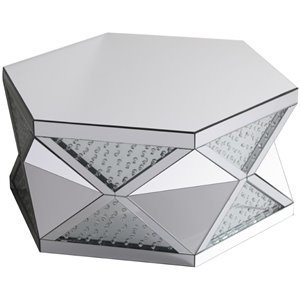 elegant decor modern hexagonal clear crystal mirrored accent coffee table