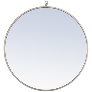 Elegant Decor Rowan 28&quot Round Metal Frame Hooked Mirror in Silver