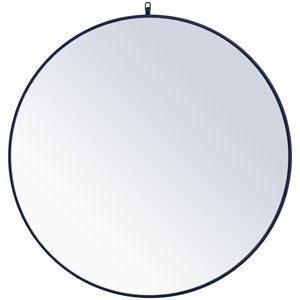 Elegant Decor Eternity 42&quot Mid Century Metal Frame Hooked Mirror in Blue