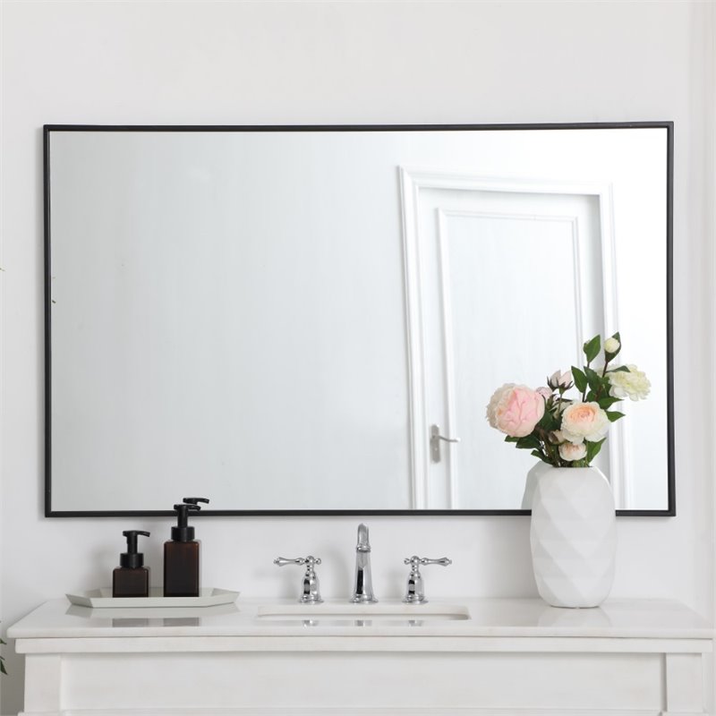 Elegant Decor Eternity 48" x 30" Contemporary Metal Frame Mirror in Black Cymax Business