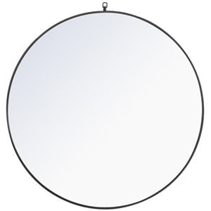 Elegant Decor Rowan 48&quot Round Metal Frame Hooked Mirror in Black
