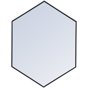 Elegant Decor Eternity 40&quot x 30&quot Hexagonal Metal Frame Mirror in Black