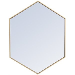 Elegant Decor Eternity 40&quot x 30&quot Hexagonal Metal Frame Mirror in Brass