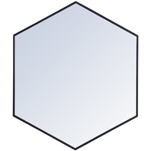 Elegant Decor Eternity 32&quot x 38&quot Hexagonal Metal Frame Mirror in Black