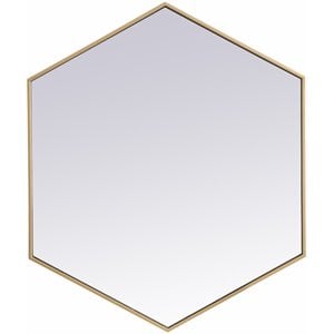 Elegant Decor Eternity 32&quot x 38&quot Hexagonal Metal Frame Mirror in Brass