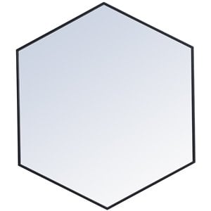 Elegant Decor Eternity 35&quot x 41&quot Hexagonal Metal Frame Mirror in Black