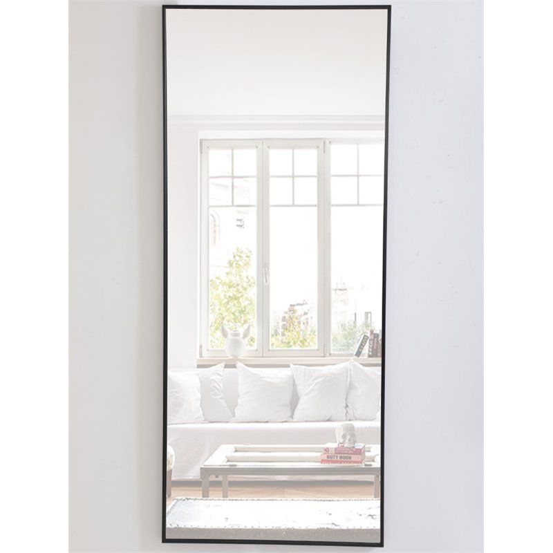 Elegant Decor Monet 72 x 30 Rectangle Metal Frame Mirror in Black