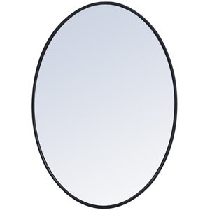 Elegant Decor Eternity 24&quot x 34&quot Oval Contemporary Metal Frame Mirror in Black