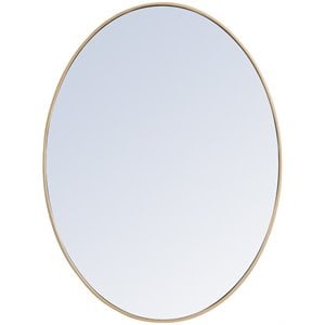 Elegant Decor Eternity 30&quot x 40&quot Oval Contemporary Metal Frame Mirror in Brass
