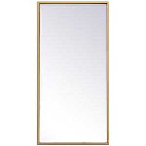Elegant Decor Eternity 28&quot x 14&quot Modern Metal Frame Mirror in Brass