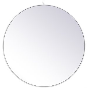 Elegant Decor Eternity 39&quot Round Mid Century Metal Frame Hooked Mirror in White