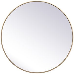 Elegant Decor Eternity 45&quot Round Mid Century Metal Frame Mirror in Brass
