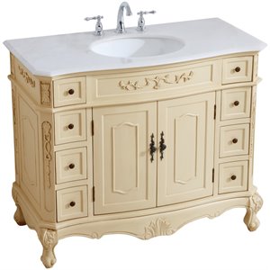 elegant decor danville marble top bathroom vanity in light beige