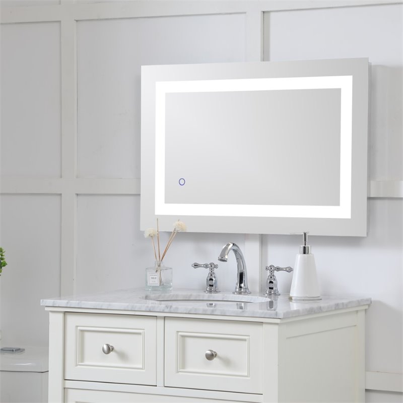 elegant decor helios 30&quot x 20&quot hardwired led bathroom mirror with touch sensor