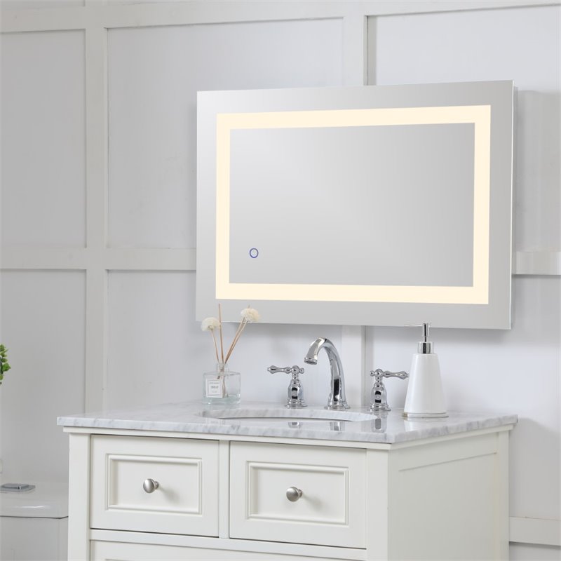 elegant decor helios 30&quot x 20&quot hardwired led bathroom mirror with touch sensor