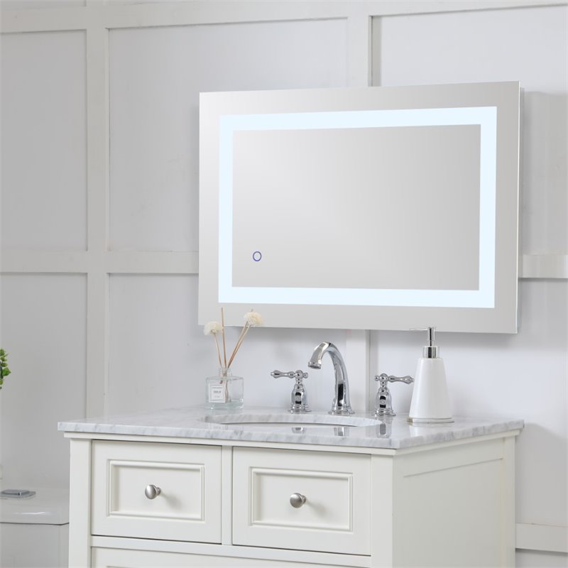 elegant decor helios 30&quot x 20&quot hardwired led bathroom mirror with touch sensor
