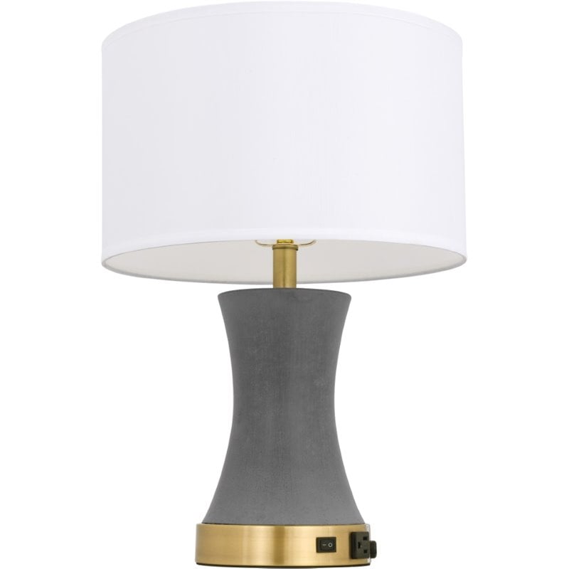 grey and brass table lamp