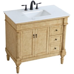 elegant decor lexington marble top bathroom vanity in antique beige