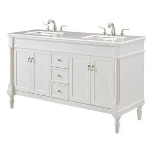 Elegant Decor Lexington 60&quot Wood Single Bathroom Vanity in Antique White